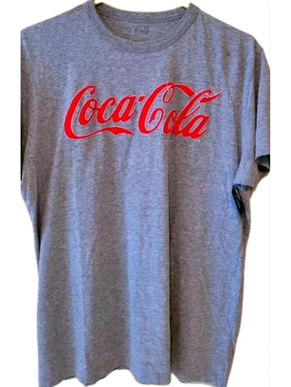 Coca Cola One Stitch Embroidered Grey unisex fit Tshirt. Rare Find Retro Look